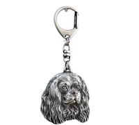 Cavalier King Charles Spaniel - Portachiavi argentato con cane, decorazione per