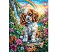 Cavalier King Charles Spaniel Puppy in Garden Puzzle 1000 Pezzi Van Gogh Per Amanti Dell'arte Animal Plant Fairy Tale Cartone Rigido Anti Riflesso Notte Stellata Per Decorazione Soggiorno Qualità Muse