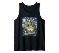 Cavalier Spaniel Luna Ululando Notte Stellata Stile Van Gogh Canotta
