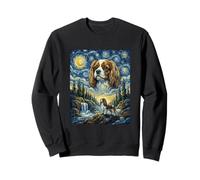 Cavalier Spaniel Luna Ululando Notte Stellata Stile Van Gogh Felpa