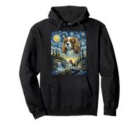 Cavalier Spaniel Luna Ululando Notte Stellata Stile Van Gogh Felpa con Cappuccio