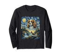 Cavalier Spaniel Luna Ululando Notte Stellata Stile Van Gogh Maglia a Manica