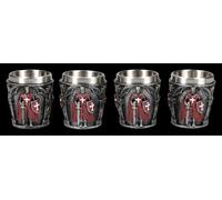 Cavaliere Bicchieri Liquore 4er Set - Medioevo Rossi Crociato - 5 CL