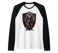 Cavaliere Cristiano Templare Guerriero di Dio Crociato Maglia con Maniche Raglan