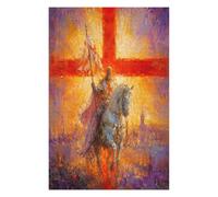 Cavaliere Crociato Puzzle 1000 Pezzi in Legno, Gioco per Famiglia | Stendardo a croce, Arte ad olio medievale, Tramonto infuocato, Struttura in Legno, Sfida Puzzle, Gioco Mentale