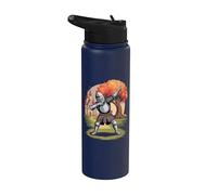 Cavaliere dabbing nel paesaggio medievale del castello Stainless Steel Insulated Water Bottle