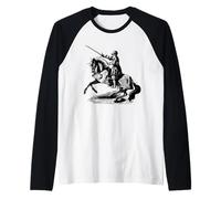 Cavaliere e Cavallo Giostra Medievale Cavaliere Rinascimento Maglia con Maniche Raglan