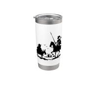 Cavaliere Errante Don Chisciotte Sancho Panza Opera D'arte Silhouette Bicchiere termico in acciaio inox doppia parete