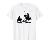 Cavaliere Errante Don Chisciotte Sancho Panza Opera d'Arte Silhouette Maglietta