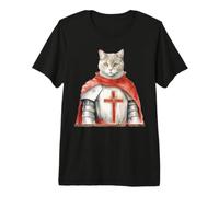 Cavaliere Felino Templare Il Gatto Crociato Maglietta Premium