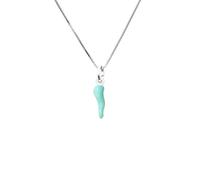 Cavaliere Gioielli Collana Corno Argento 925 Cornetto Ciondolo Portafortuna Rosso Rosa Verde Azzurro Nero Donna Ragazza (Azzurro)