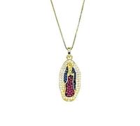 Cavaliere Gioielli Collana Madonna di Guadalupe in Argento 925 Dorato Donna Moderna Moda Luminosa Fashion Ragazza Immagine Sacra