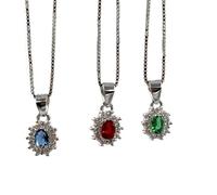 Cavaliere Gioielli Collana Mini Kate Modello Mood in argento 925 Verde Rosso Blu Donna Ragazza Elegante Sportivo Moda Fashion (Rosso)