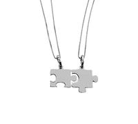 Cavaliere Gioielli Collana Puzzle Spezzato Coppia Argento 925 divisibile + 2 collane + INCISIONE OMAGGIO Donna Uomo Ragazza Fidanzamento Amicizia