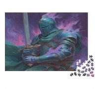Cavaliere in armatura turchese che impugna una spada con entrambe le mani|| Puzzle Divertenti Per Tutta La Famiglia 1000pcs (75x50cm) Adulti