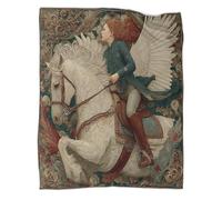 Cavaliere inglese su un cavallo bianco con ali bianche Manta Cálida Y Transpirable Suave Estampada Para Acampar Al Aire Libre Colcha Para Dormitorio De Las Cuatro Estaciones 60x80inch(150x200cm)