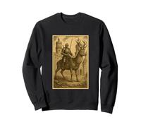 Cavaliere Medievale che Cavalca Cervo Arte Surreale Medioevo Felpa