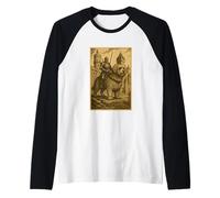 Cavaliere medievale che cavalca Goldendoodle cane surreale Pet Rider Maglia con Maniche Raglan