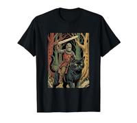 Cavaliere Medievale Che cavalca Il Gatto Ren Faire Rpg Uomini Donne Bambini Maglietta con Stampa Grafica Economica, Uomo, Nero, L