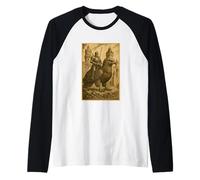 Cavaliere Medievale Equitazione Un Aquila Surreale Bird Rider Fantasy Maglia con Maniche Raglan