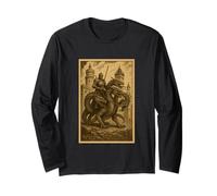 Cavaliere Medievale Equitazione Un Hydra Fantasy Art Surreale Rider Maglia a Manica