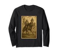 Cavaliere medievale equitazione un lupo mannaro Fantasy Art Surreale Rider Maglia a Manica