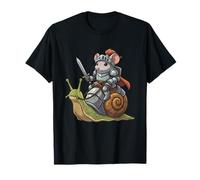 Cavaliere Mouse Cavalcando Una Lumaca Fantasia Medievale Maglietta