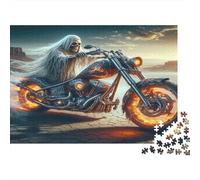 Cavaliere Scheletro Moto Puzzle 1000 Pezzi Carta per Adulti Strada Selvaggia Notte Relax Decorazione Casa Interazione Familiare Regalo 52x38cm/1000pcs
