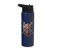 Cavaliere Scudo Croce Spada Cavalieri medievali Ren Faire Giostra Stainless Steel Insulated Water Bottle