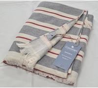 Cavalieri Maiorca Telo Fouta Spugna, Grigio con Righe Bianche e Rosse, 100% Cotone, 100x200 cm, con Frange