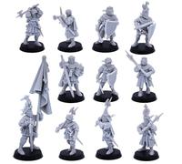 Cavalieri medievali Spadaccini su Foot Unità principale, Highlands Miniature Storico Giochi di ruolo da tavolo Figurine TTRPG NPC