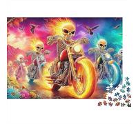 Cavalieri Scheletri Puzzle per Adulti Puzzle 1000 Pezzi Motocicletta Scena Notturna Relax Decorazione Regalo 70x50cm/1000pcs
