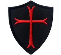 Cavalieri Templari Attraversare Scudo Militare Morale con Fissaggio Chiusura a uncino e asola Ricamata Toppa