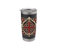 Cavalieri Templari Croce di Gerusalemme con Fleur-De-Lis Bicchiere termico in acciaio inox doppia parete