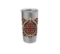 Cavalieri Templari Croce di Gerusalemme con Fleur-De-Lis Bicchiere termico in acciaio inox doppia parete