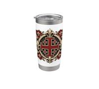 Cavalieri Templari Croce di Gerusalemme con Fleur-De-Lis Bicchiere termico in acciaio inox doppia parete
