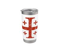 Cavalieri Templari Croce di Gerusalemme Rosso Distressed Bicchiere termico in acciaio inox doppia parete