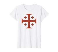 Cavalieri Templari Croce Rossa di Gerusalemme Sbiaduta Maglietta con Stampa Grafica Economica, Donna, Bianco, L