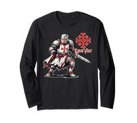 Cavalieri Templari Crociate Deus Vult Maglia a Manica