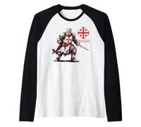 Cavalieri Templari Crociate Deus Vult Maglia con Maniche Raglan