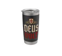 Cavalieri Templari Deus Vult (Dio lo vuole) Scudo invecchiato Bicchiere termico in acciaio inox doppia parete