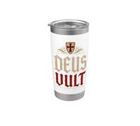 Cavalieri Templari Deus Vult (Dio lo vuole) Scudo invecchiato Bicchiere termico in acciaio inox doppia parete