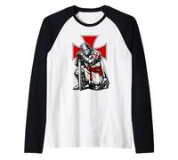 Cavalieri Templari in Ginocchio - Guerriero di Cristo Maglia con Maniche Raglan