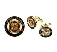 Cavalieri Templari Rotondo Nero Cufflink Spilla Masonic Combo Pack, Metallo, non noto