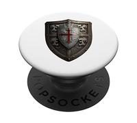 Cavalieri Templari Scudo Deus Vult Guerriero crociato PopSockets PopGrip Adesivo