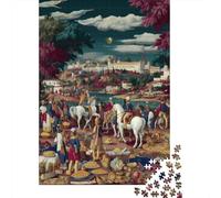 Cavalieri, villaggi, fattorie Puzzle 1000Pcs Decorazione Per La Casa. Rilassamento E Intelligence Per Adulti E Bambini Da 14 Anni 70x50cm/1000pcs