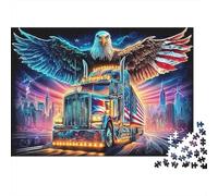 Cavaliero dell’Aquila Puzzle in cartone Camion con ali d’aquila in città Puzzle premium per anziani allenamento cerebrale 52x38cm/1000 pezzi