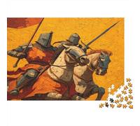 Cavalleria in stile medievale|Stile dipinto a olio| Puzzle Divertenti Per Tutta La Famiglia 1000pcs (75x50cm) Adulti