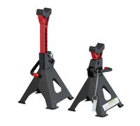 Relaxdays Cavalletti Auto 3t, 29-42 cm, Coppia da 2 Crick Alza Automobile, Camper, Cric Sollevatore Officina, Nero Rosso