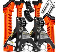 Cavalletti Cric Auto 3Ton Regolabili 285-420mm Supporti Sollevatore Officina 2pz